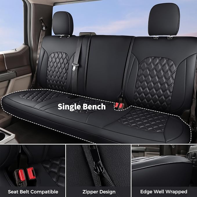 Huidasource 2007-2017 Wrangler JK Seat Covers 2 Door Full Set, Waterproof Leather Custom Fit Seat Cover for Jeep Wrangler JK 2-Door Sahara Sport Rubicon 2007-2017 (Full Set/Pure Black)