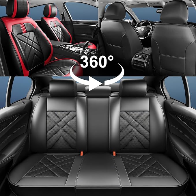 4Runner Car Seat Covers Custom Fit for Toyota 4Runner 2003-2026, Premium Full Coverage Leather Automotive Seat Protectors, Waterproof Breathable, Airbag Compatible (Full Set, Red & Black)