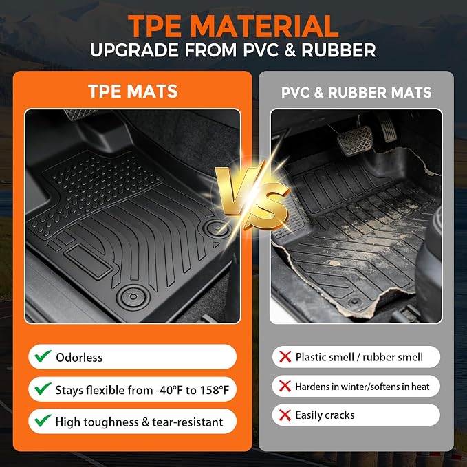 Floor Mats for Dodge Hornet GT/GT Plus & R/T Plug-in Hybrid 2023-2025, Custom Fit Heavy Duty TPE All Weather Protection, Waterproof Non-Slip Black (Two-Row Floor Mats & Cargo Liner)
