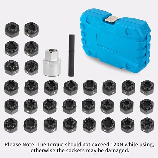 32 PCS Wheel Lock Removal Kit Compatible with Mercedes Benz, Wheel Lock Key Set for Removing & Locking