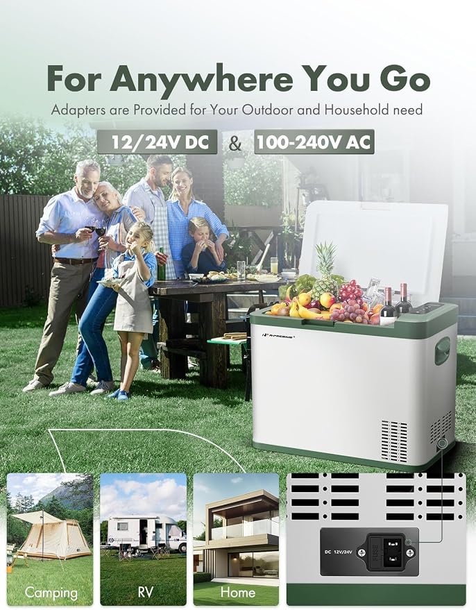 A-Premium 12 Volt Refrigerator 37QT/34.9L Portable Car Fridge Cooler | -4°F~68°F Portable Freezer Fast Cooling with 12/24V DC & 110/240V AC for Truck Outdoor Camping RV Roadtrips and Home Party