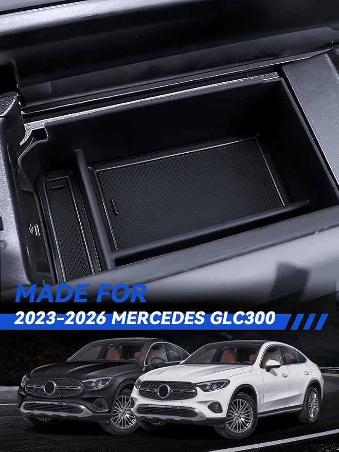 for GLC 300 Center Console Organizer 2023 2024 2025 2026 Mercedes GLC Class X254 Coupe & SUV Accessories Armrest Tray Middle Storage Box Insert Container Durable ABS Plastic