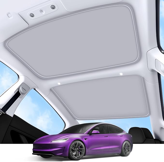 2026 Upgrade Sunshade Roof For Tesla Model 3 Highland 2022-2026 [No-Gap/Sag-Free] Heat Insulation Glass Roof Sunshade Sunroof for Tesla Model 3 Accessories 2026 2025 2024 202 2022 Beige