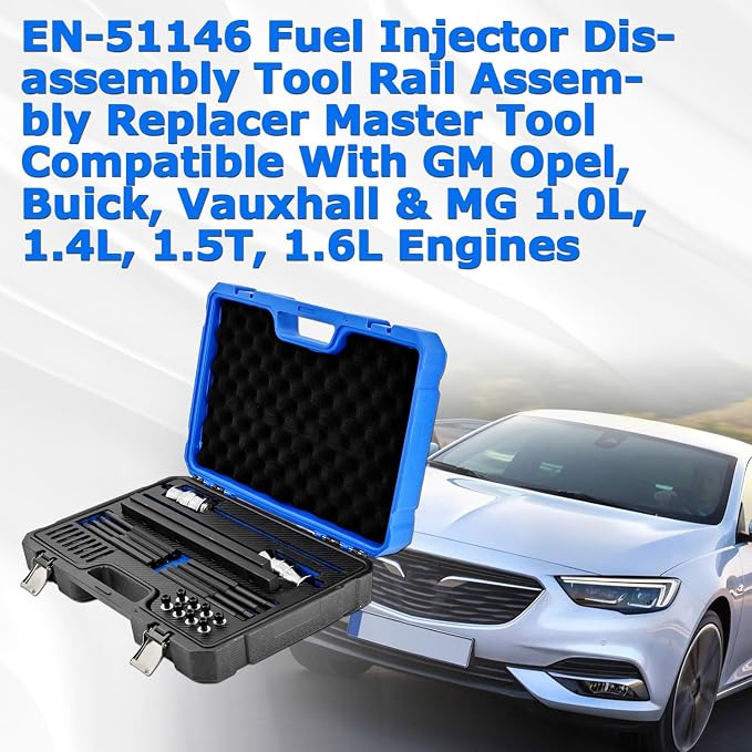 EN-51146 GM-51146 Fuel Injector Removal Tool, Fuel Injector and Rail Assembly Replacer Master Tool Kit for GM Opel for Buick for Vauxhall for MG 1.0L, 1.4L, 1.5T, 1.6L EN-51146-100 EN-51146-150