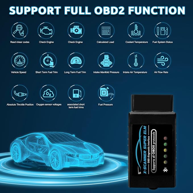 Obd2 Bluetooth ELM327 v1.4 Scanner with PIC18F25K80 Original Chip, Car Code Reader Compatible for 1996+ Vehicles,Works with Torque App in Android,Windows and Symbian System(NOT iOS)