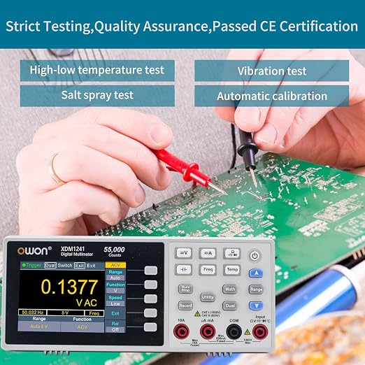 OWON XDM1241 Digital Multimeter,3.5in Desktop Multimeters, 55000 Counts LCD True RMS Temperature Tester Meter