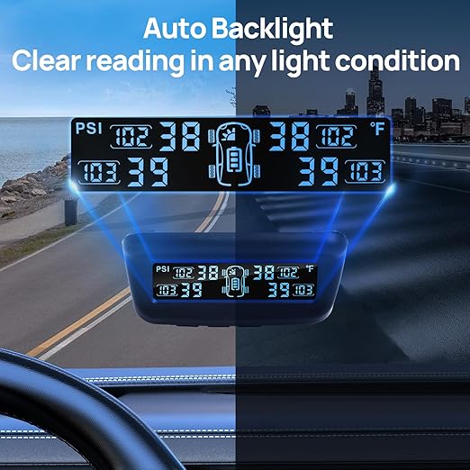 Masoll Tire Pressure Monitoring System, RV/Trailer TPMS with Solar Charging & Auto Calibration, M13 LCD Display tpms 4 sensors (0-87PSI)