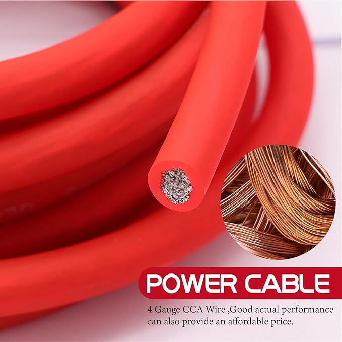 4 Gauge Dual Amp Wiring Kit Make Connections and Bring Power to Your Radio,Subwoofers and Speakers