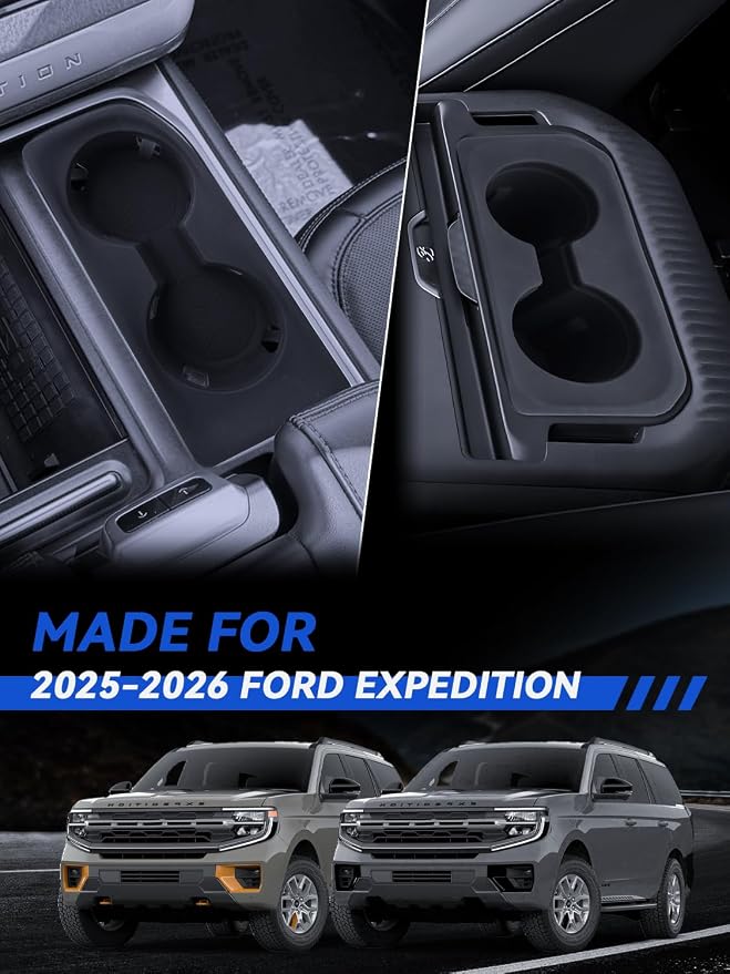 for Expedition Cup Holder 2025-2026 Expedition(Active/Platinum/Tremor/King Ranch) Accessories 2 Pcs Silicone Center Console Cup Holder Insert Durable