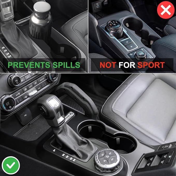 Center Console Organizer for 2025 2026 Ford Bronco 4 Door Accessories - Double Layer Armrest Storage Box Compartment & Center Console Cupholder Insert - (Only for Automatic Transmission & 4 Doors)