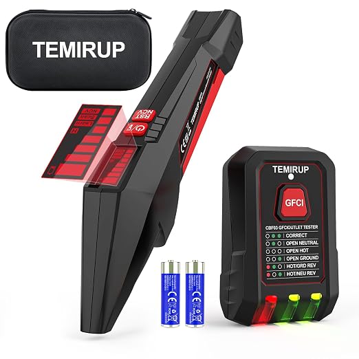 Circuit Breaker Finder with LCD Display, GFCI Outlet Tester, 90-135V Electrical Circuit Tracer Tool with NCV Test & Flashlight, Electric and Voltage Tester with Carrying Case & Batteries
