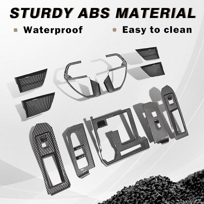 Muslogy Interior Trim Kit Cover 11PCS Compatible with 2024 2025 2026 Toyota Tacoma&2025+ 4Runner Steering Wheel Center Console Window Switch Inner Door Cover(Not Fit 2Door Tacoma)(Glossy Carbon Fiber)