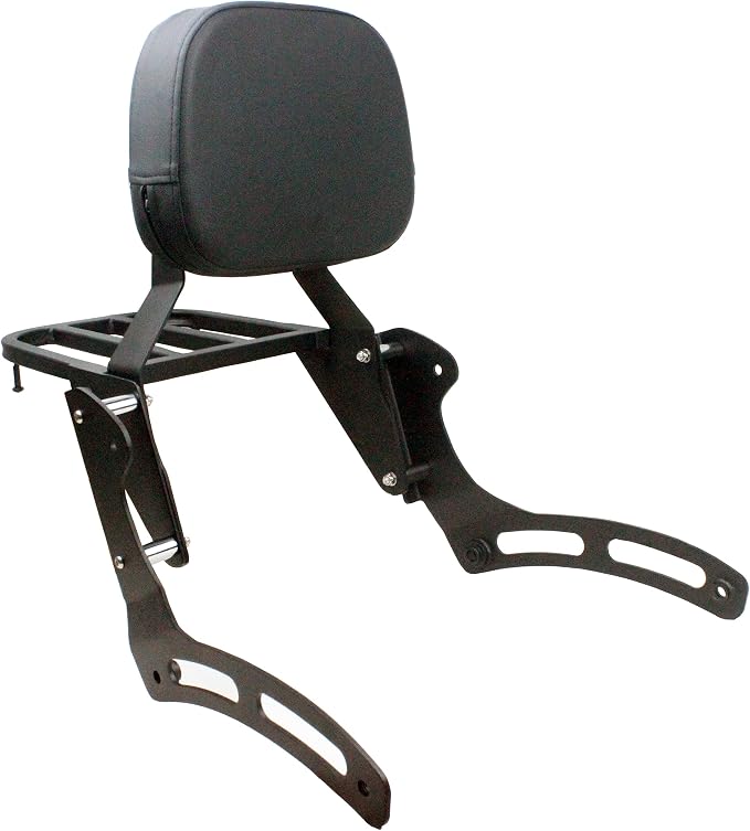 YHMOTO Passenger Backrest Sissy Bar with Luggage Rack for Kawasaki Vulcan 900 VN900 Classic Custom 2006-2025 (Black)