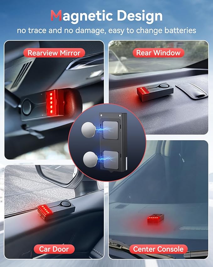 Car Vibration Sound & Light Alarm with Remote, ELECTOP 108dB Automobile Anti-Theft Vibration Alert, Anti-Theft LED Flashing Security Light Wireless Remote Vehicle Security Alert with 2pcs Alarm