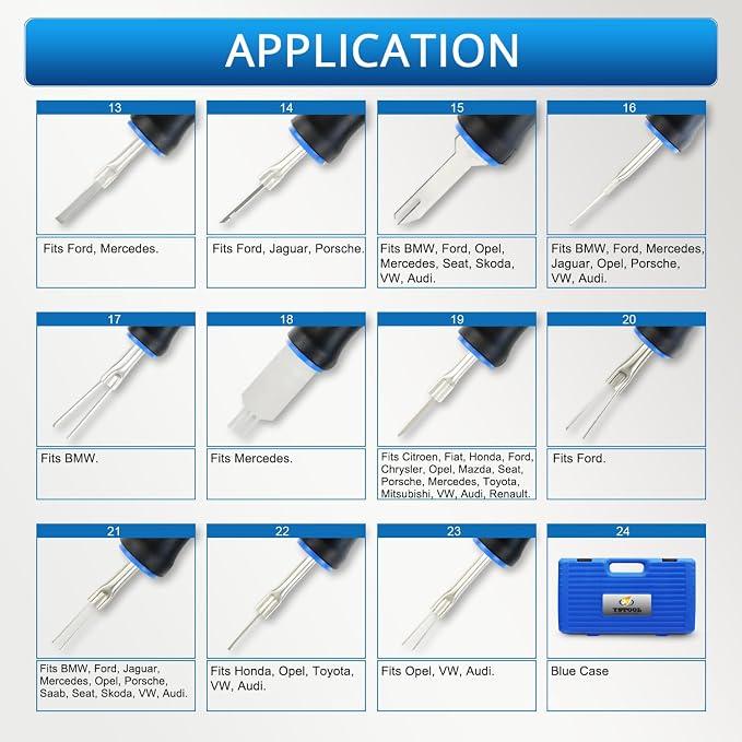 YSTOOL Terminal Release Kit, Universal Wire Connector Removal Pin Extractor Release Tool 23 PCS Set for American Domestic and Imported Vehicles