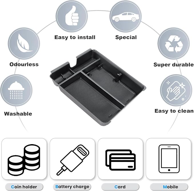5PCS Center Console Organizer Compatible with 2023-2026 Honda Pilot/2026 Honda Passport Drawer Storage Tray Armrest Divider Tray &Insert Hidden Storage Box Interior Accessories