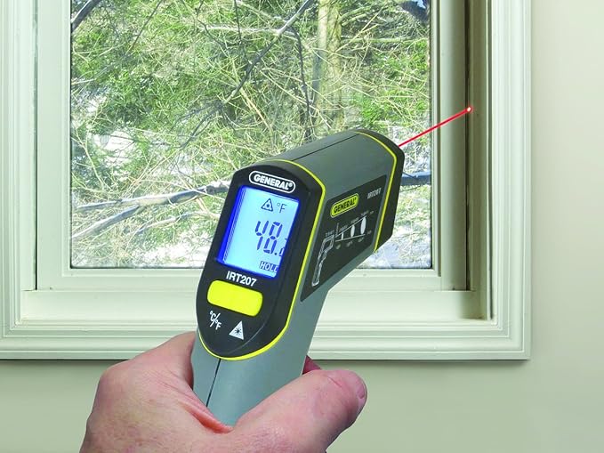 General Tools Non-Contact Digital Laser Temperature Gun, Thermal Detector, -4 to 608 degrees F (-20 to 320 degrees C) - For Cooking/BBQ/Food/Fridge/Pizza Oven/Engine