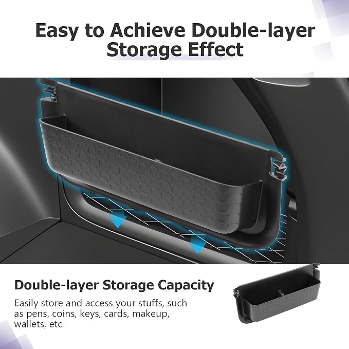 LUWU Trunk Side Pocket Storage Box Compatible with 2026 RAV 4 Accessories Armrest Console Secondary Storage Box Insert Tray Trunk Organizer ABS Material Black