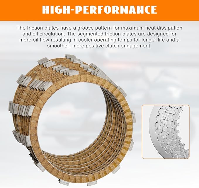 Twin Cam Extra Clutch Friction Plate Steel Disc Kit Fits for 1999-2017 Harley Touring Softail Dyna Trike Twin Cam Models 1998-1999 Evolution 1340 Replace of P/N 37980-10, 307-30-10013