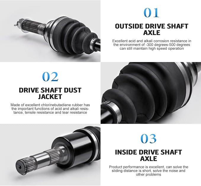 KLV Rear Left CV Joint Axle Compatible with 2007 2008 2009 Polaris Ranger 500 Ranger XP 700 2007 Ranger 700 2010-2017 Ranger 800 2008 2009 Ranger Crew 700 1332502 1332575