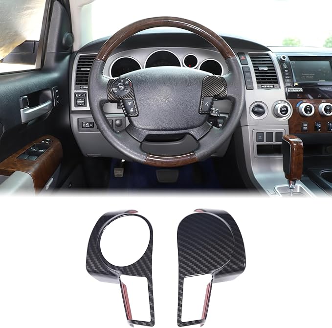 Aunginsy Central Control Steering Button Frame Trim Compatible with Toyota Tundra/Sequoia 2007-2013 Center Console Steering Button Panel Protection Cover Decorative Sticker Interior Accessories