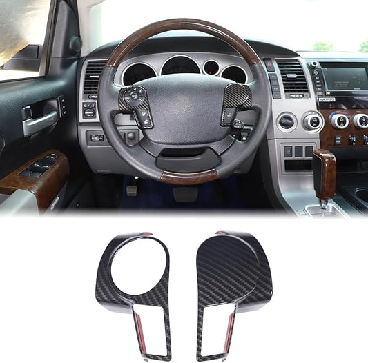 Aunginsy Central Control Steering Button Frame Trim Compatible with Toyota Tundra/Sequoia 2007-2013 Center Console Steering Button Panel Protection Cover Decorative Sticker Interior Accessories