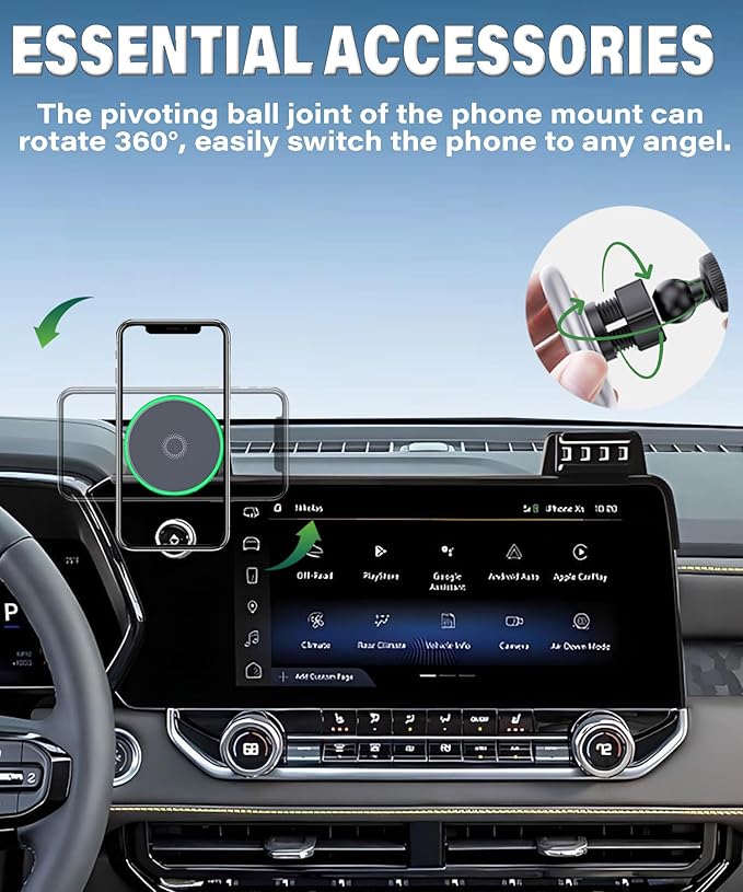 Car Phone Holder for Chevrolet Colorado 2023 2024 2025 2026 Accessories 15W MagSafe Fast Wireless Charger Cell Phone Mount Apply to 11.3 Inch Touch Screen Fixed Clip 360° Rotation