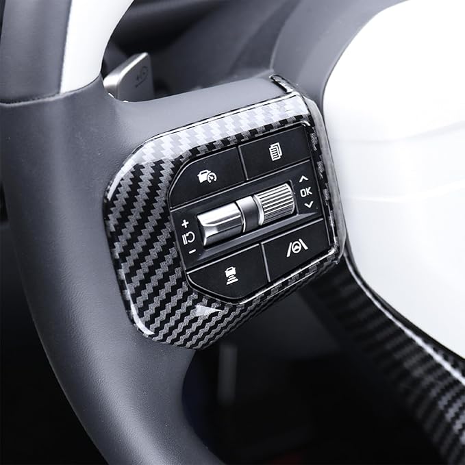Car Steering Wheel Covers Steering Wheel Button Panel, Protection Frame Molding Trim, Steering Wheel Cover for KIA K4 GT 2024-2026 Accessories (Carbon Fiber Pattern)