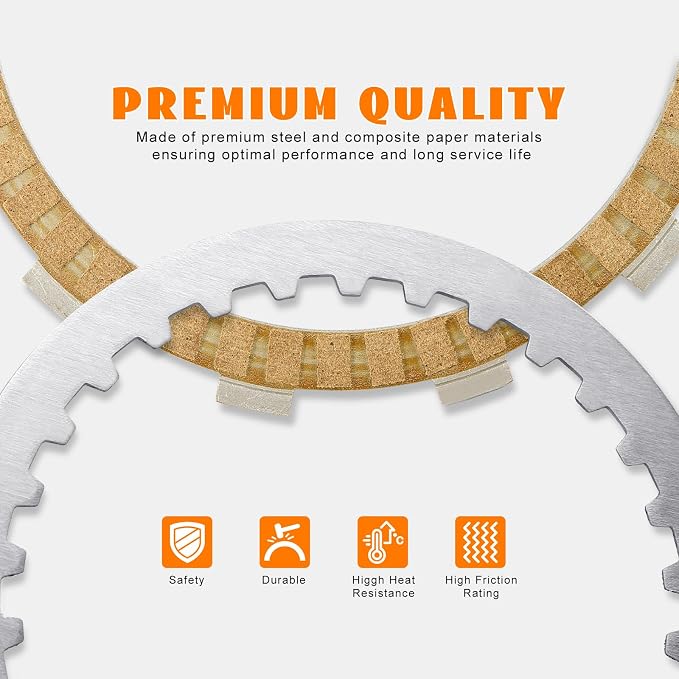 Twin Cam Extra Clutch Friction Plate Steel Disc Kit Fits for 1999-2017 Harley Touring Softail Dyna Trike Twin Cam Models 1998-1999 Evolution 1340 Replace of P/N 37980-10, 307-30-10013
