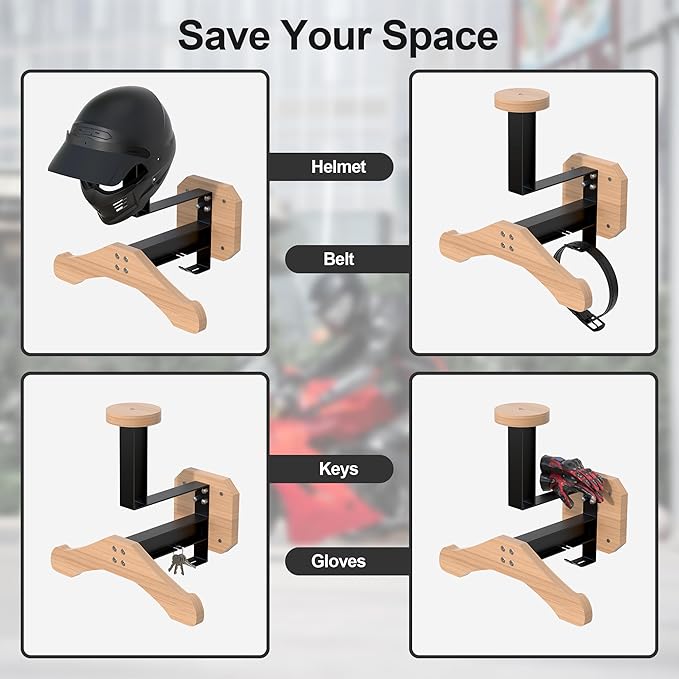 JAGASOL Motorcycle Helmet Holder Wall Mount, Heavy-Duty Tactical Helmet Accessories, Versatile Wall Rack for Motorcycle and Football Gear Storage, Space-Saving Design