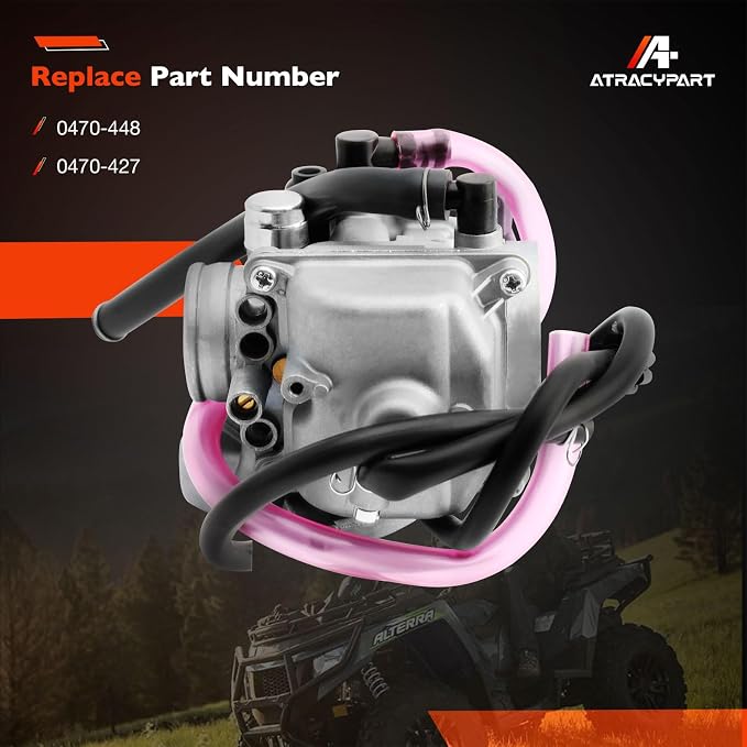 Carburetor Compatible with Arctic Cat 250 300 2x4 4x4 2001 2002 2003 2004 2005 RED GREEN #0470-448 Carb(Includes Air Filter & Fuel Valve Petcock with Spark Plug)