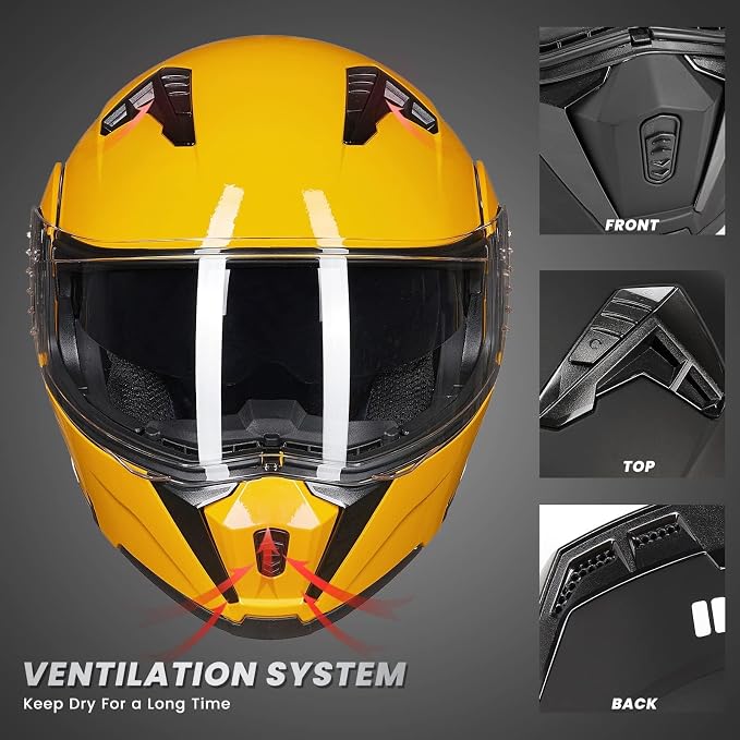 ILM Motorcycle Modular Full Face Helmet for Adult Flip up Dual Visor LED Tail Light Optional DOT