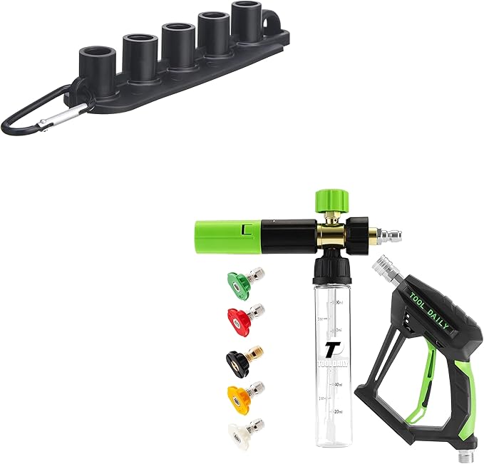 Tool Daily Pressure Washer Nozzle Holder, Pressure Washer Short Gun with Mini Foam Cannon