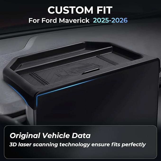 Dashboard Storage Tray Dash Organizer for Ford Maverick 2026 2025 (Only for 13.2 inch Screen), Interior Accessories Center Console Behind Screen Storage Box for 2025-2026 Maverick, Black