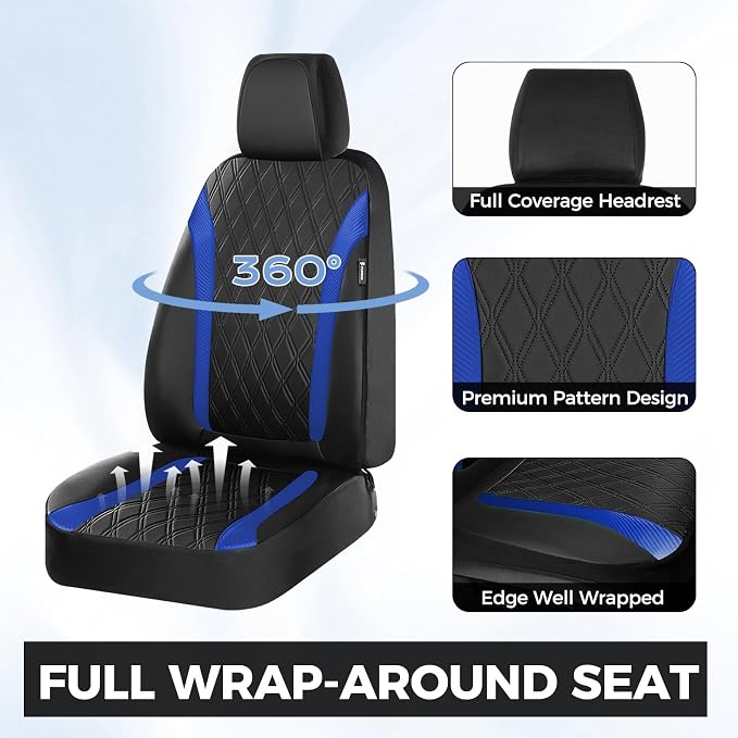 FLORICH Front Car Seat Covers, Leather Seat Covers for Cars, Waterproof Car Seat Protector Breathable, Front Seat Covers for Cars, Automotive Seat Covers Universal Fit for Most Car Truck SUV
