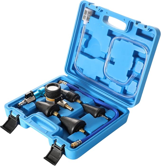 Coolant Vacuum Refill Kit, Vacuum Coolant Refill Kit with Pressure Gauge, 5 Sizes Adapters, Cooling System Vacuum Purge & Refill Kit for Most Vehicles