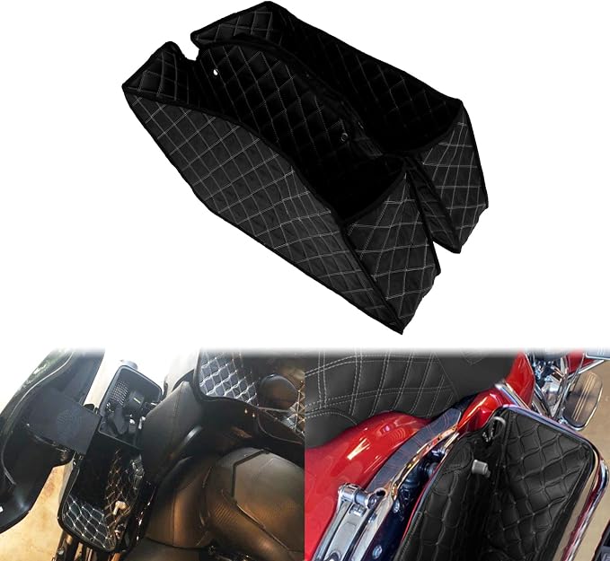 Saddlebag Liners Fit for Harley Touring 2014-2023 | White Stitching, Drop-In, Non-Stretched Design, Fit for 2014-2023 Road King, Road Glide, Street Glide & Electra Glide