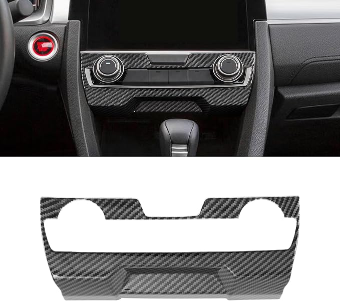 Carbon Fiber Console Center AC Air Switch Panel Cover Compatible with Honda Civic 10th Gen 2016-2021