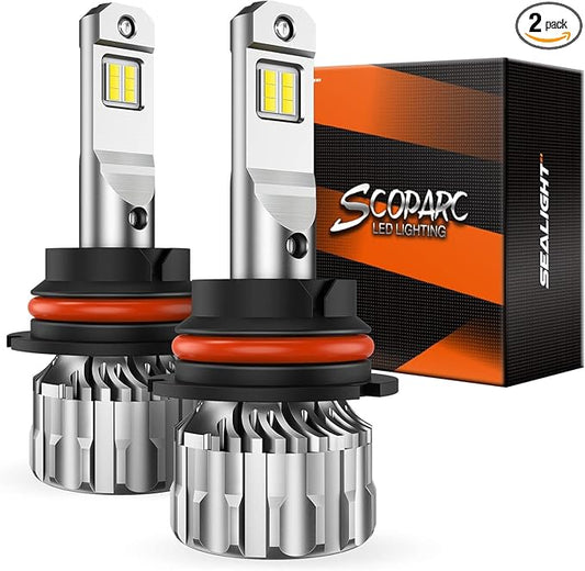 SEALIGHT 9004 Bulbs 38000LM Brighter, 6500K Xeon White S6 9004 Fog bulbs, 60000+ Ultra-long Life HB1 Dual Bulbs with Fan, 5 Min Plug-N-Play, Marker Light Assemblies, Pack of 2