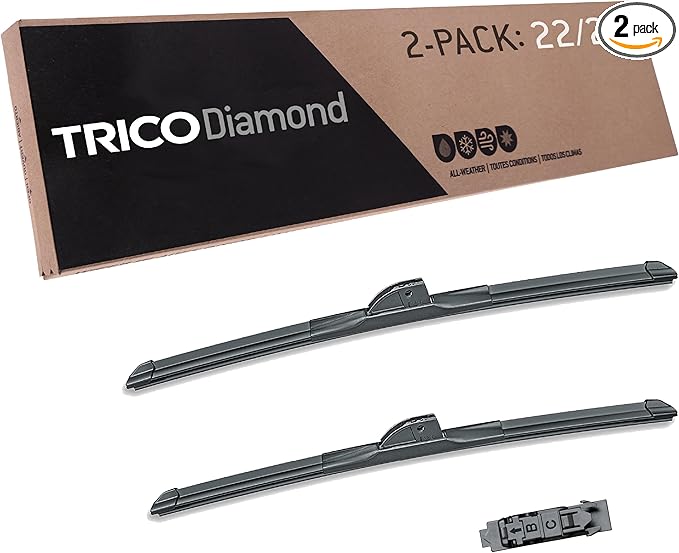 TRICO Diamond 22" + 21" Super Premium Automotive Replacement Windshield Wiper Blades (Set of 2), Passenger and Driver Side All-Weather Beam Wiper Blades for Select Vehicle Models (Item #25-2221)