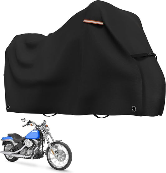 Roasivi Motorcycle Covers Outdoor Waterproof Motorbike Covers All Season Universal Weather Protection for Harley Davidson Touring Models General Fits XL 86" L x 41" W x 49" H Black