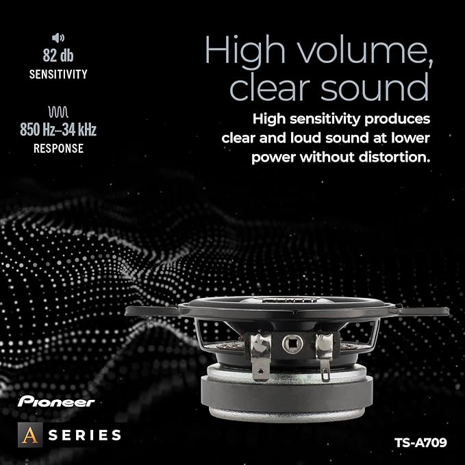 PIONEER A-Series Plus TS-A709 2.75' 2-Way Speakers (Pair) – 600W Max, Balanced Sound + Smooth Treble, Great Stock Replacement, Easy Installation