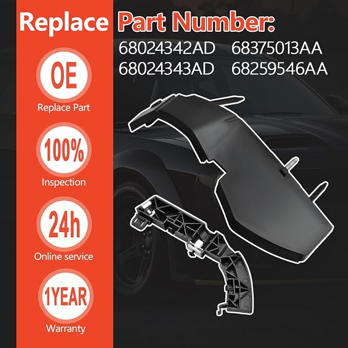 Bumper Support Brackets Cover Retainer Mount Retainer Kit Fits for 2015-2021 Dod-ge Challenger Replaces 68375013AA 68259546AA 68024342AD 68024343AD (Front Left and Right Side)