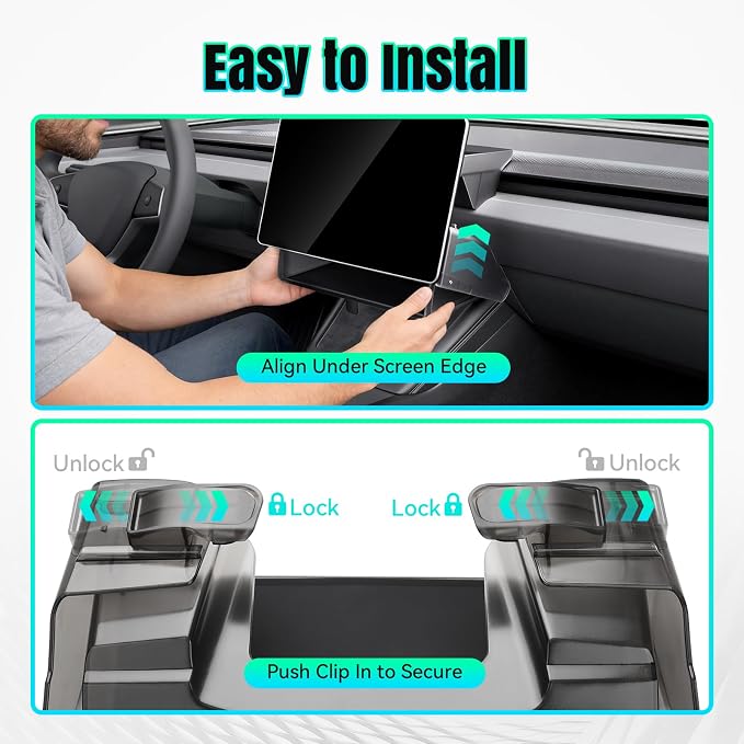 Tesla Model Y Juniper 2025 2026 & Model 3 Highland 2024-2026 Under Screen Storage Box Center Console Organizer for Model Y Juniper/Model 3 Highland Magnetic Storage Box Hidden Privacy Storage