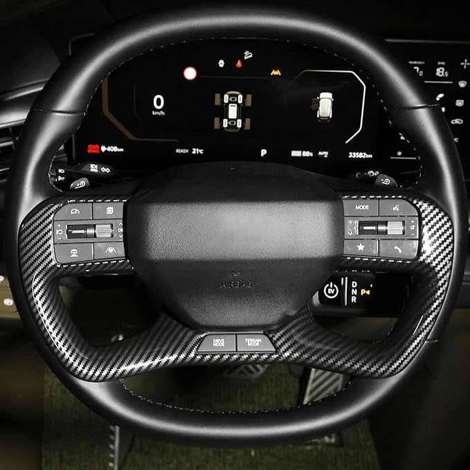 YOUTOOCAR Steering Wheel Trim Cover Compatible with Kia EV9 2024-2026 Accessories (Carbon Fiber Pattern)