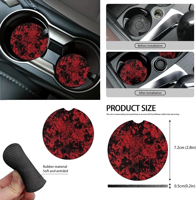 Wanyint Bloody Print Cobweb Car Seat Cover Split Covers for Women Men, Car Steering Wheel Cover Seat Belt Pads Trash Bin Mount Phone Holder Rearview Mirror Cover Cup Holder Wrist Key Chain, 15 PCS Set