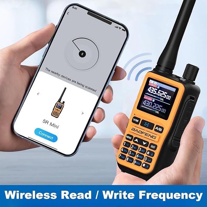 BAOFENG UV-5R Mini Two Way Radio BF-5R Mini Walkie Talkie Wireless Power Adjustable Tiny Size Frequency Copy 999 Channels Type-C Four Colors Portable Ham（2 Pack） (Orange)