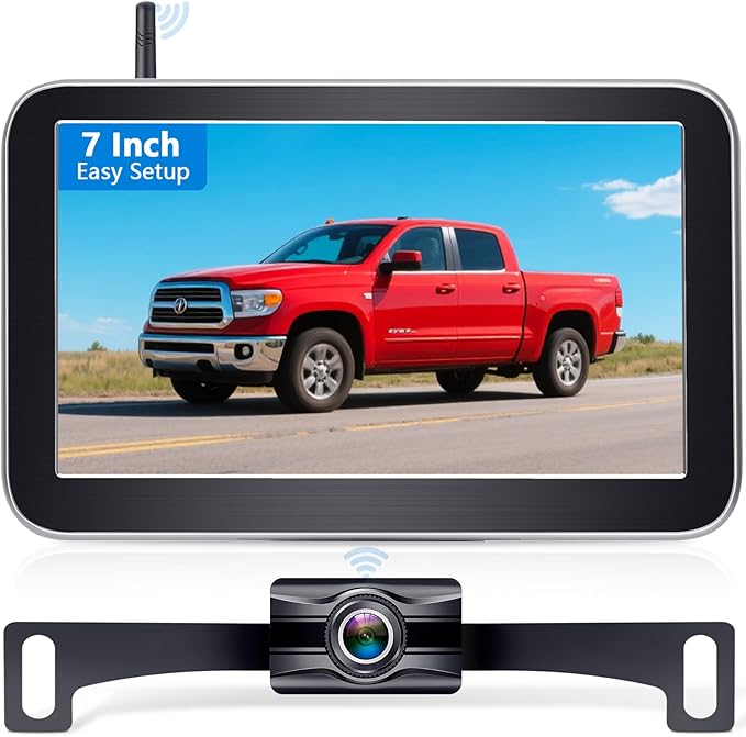 1080P HD Wireless Backup Camera 7 Inch: Clear Real-Time Rear View for Towing Campers, Trailers and 5th Wheels - Auto Night Vision, 12-Mins Easy Install for Truck & RV Owners