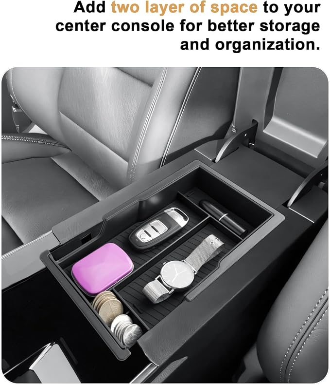2026 Equinox Center Console Organizer - For 2025-2026 Chevy Equinox Double Layer Center Console Organizer - Double-Layer Armrest Box Storage Tray For 2025 2026 Equinox(LT/Active/RS) Accessories