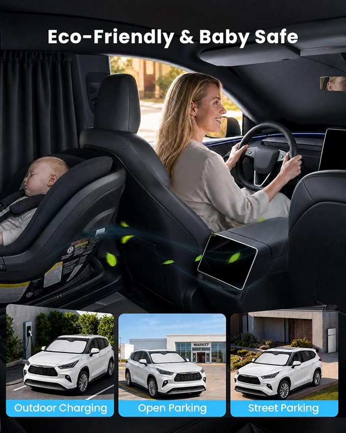REEVAA 2026 3rd Pro Windshield Sunshade for 2020-2026 Toyota Highlander | Dual-Layer Heat & Sun Defense, OEM Design | Foldable Sun Shade Car Accessories with Storage Bag